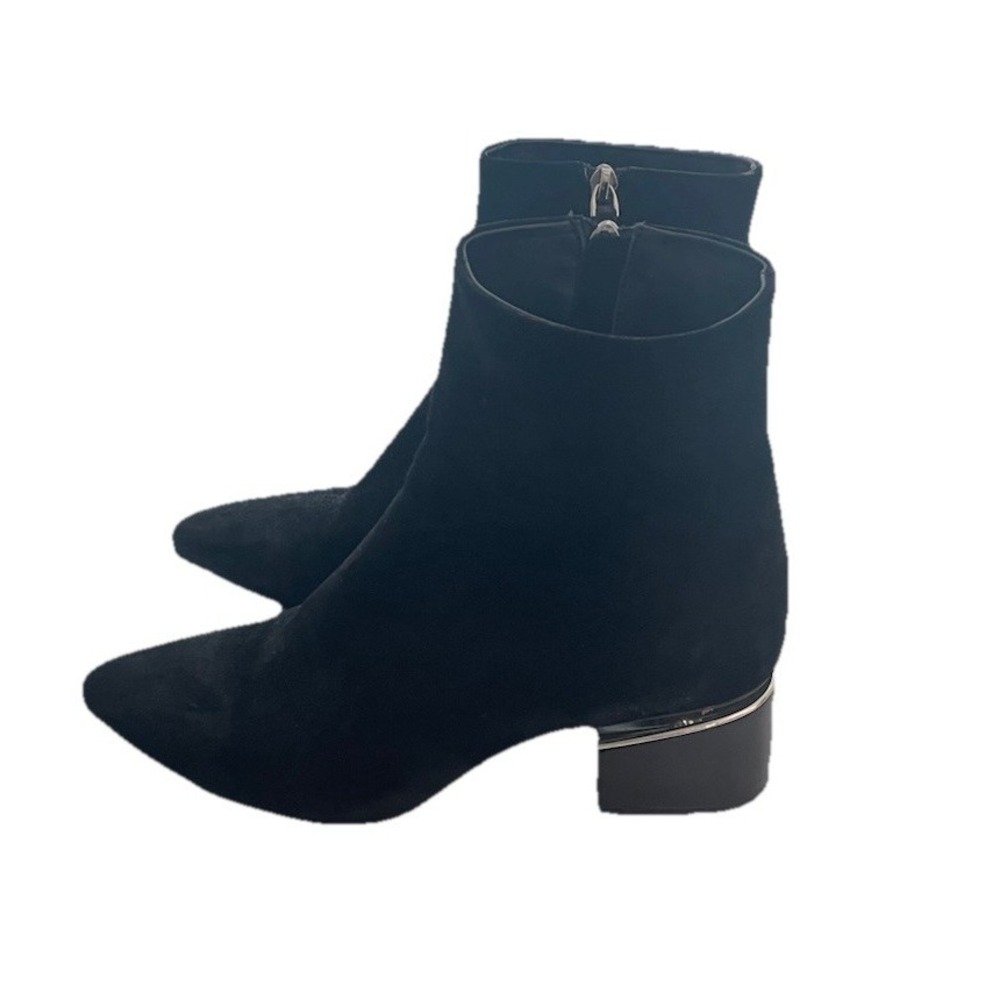 Alexander Wang Jude Floating Block Heel Black Suede Zip Bootie Boots 40 US 9